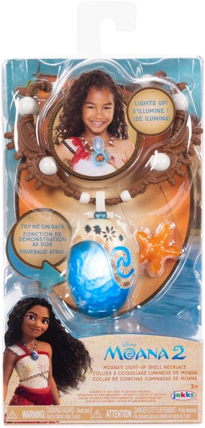Disney Moana 2 Moana's Necklace Magical Sea Shell Star Light-Up Necklace for Girls Role Play and Dress Up, Officially Licensed by Disney, Great Birthday & Holiday Gift