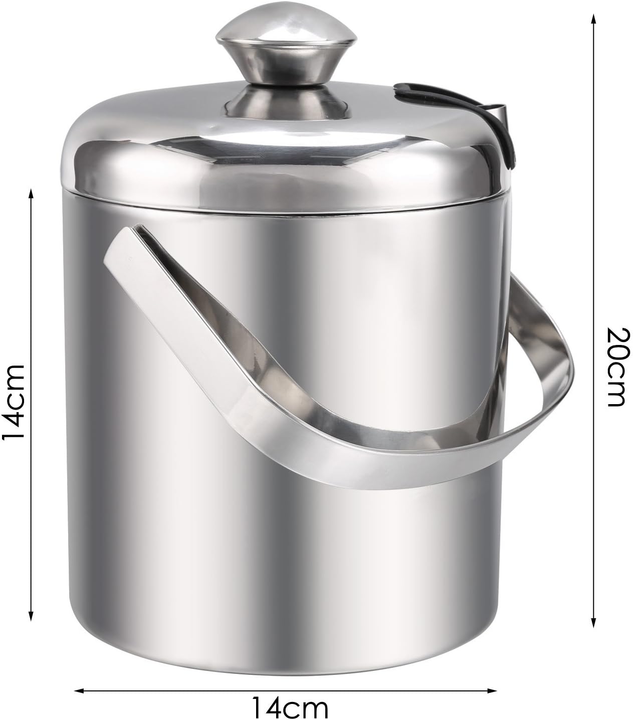 Sailnovo Mini Ice Bucket 1.2 Liter, Premium Compact Double-Wall Stainless Steel with Lid & Ice Tong, Ideal for Cocktails, Personal Bar, Small Parties - Silver