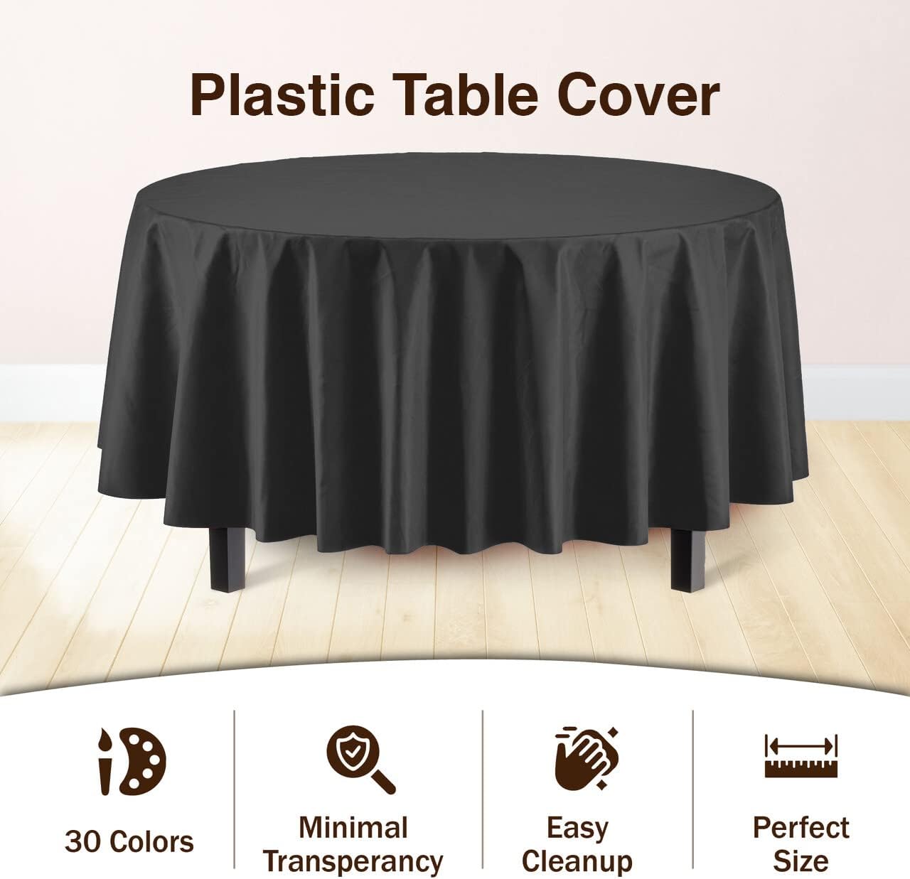 Exquisite Party Solids 6-Pack Premium Plastic Tablecloth 54in. x 108in. Rectangle Plastic Table Cover - Navy