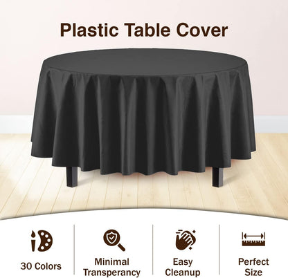12-Pack Premium Plastic Tablecloth 54in. x 108in. Rectangle Table Cover - Dark Blue - Colors B