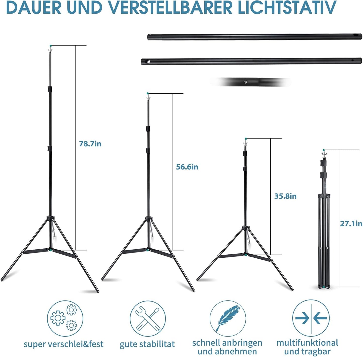 Photo Video Studio 10x7Ft (WxH) Adjustable Background Stand Backdrop Support System Kit with Carry Bag