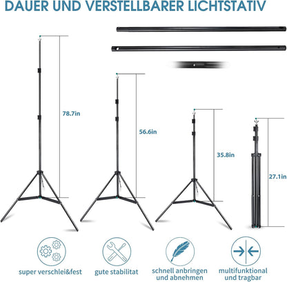 Photo Video Studio 10x7Ft (WxH) Adjustable Background Stand Backdrop Support System Kit with Carry Bag