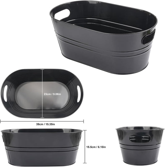 3 PCS 15.3 x 9 x 6 inches White Metal Galvanized Tub with Iron Handles, 3 Gallon Beverage Tubs for Parties, Large Ice Buckets for Beer, Wine, Cocktails & Outdoor Events
