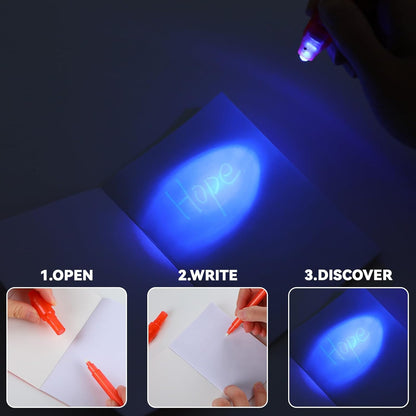 ZOIWA 48Pcs Outer Space Party Favors Notepads with Invisible Ink Pen Astronaut Party Favors Magic Spy Pens with Light Mini Space Notebooks for Kids Solar System Galaxy Party Gifts Goodie Bags Stuffers