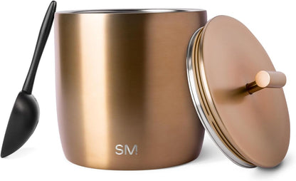 Simple Modern Vacuum Insulated Ice Bucket with Lid and Scoop | for Cocktail, Champagne, Wine, Beer, & Hosting | Stainless Steel 100oz Capacity for Large Parties | Rocks Collection | Midnight Black
