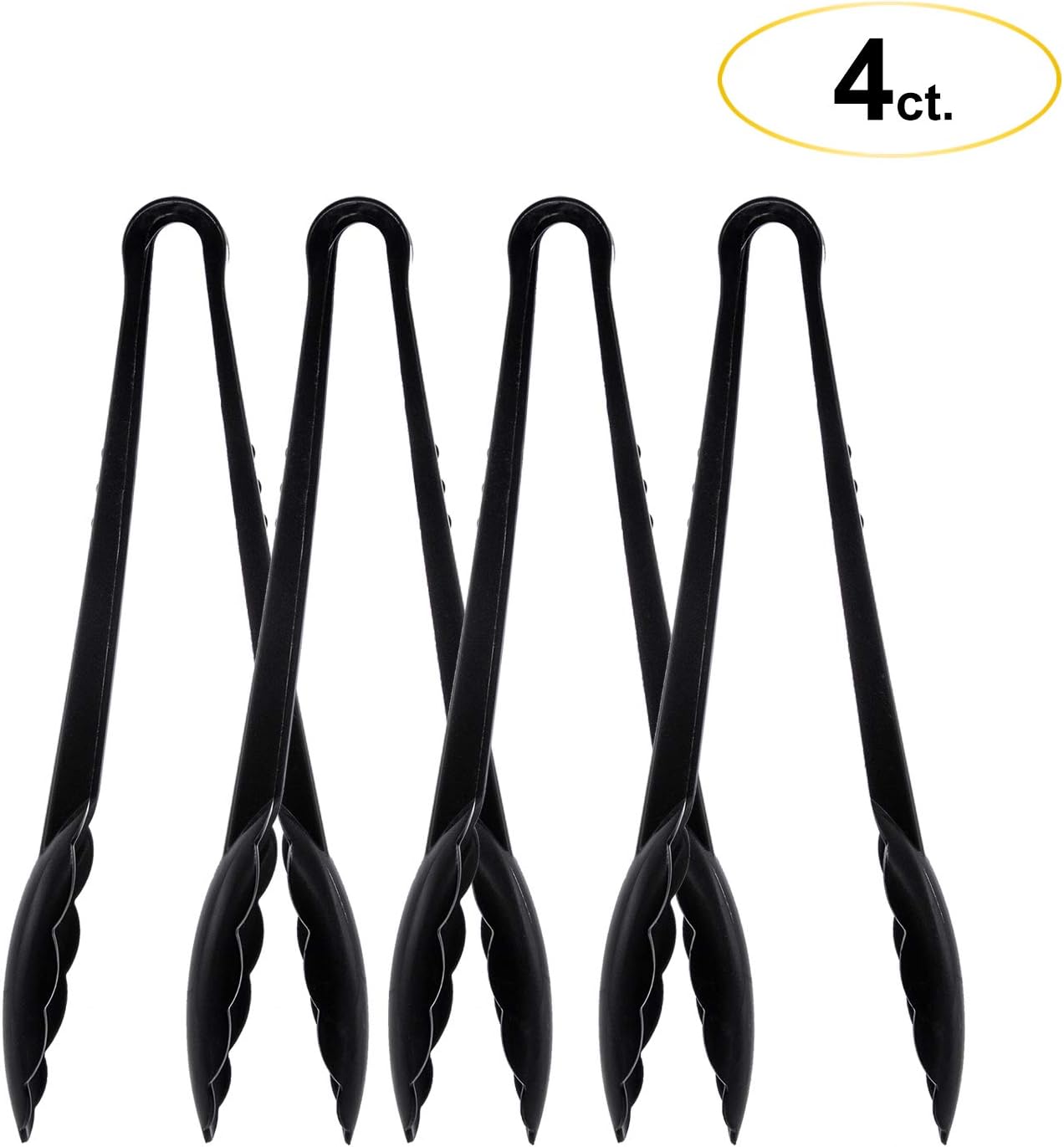 Party Essentials 6.5" Plastic Serving Tongs, 8-Count, Black
