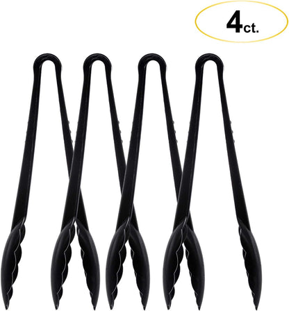 Party Essentials 6.5" Plastic Serving Tongs, 8-Count, Black