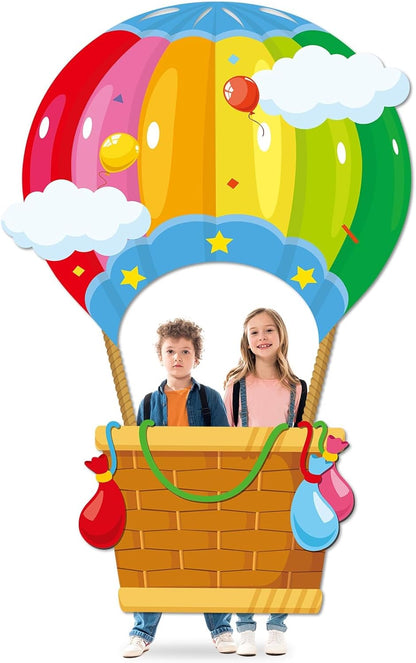 Hot Air Shaped Photo Prop Selfie Frame Back to School Backdrop Party Decoration Balloon Kids Schools Photo Booth Welcome Party Banner Supplies for Students Kids Birthday Baby Shower Parties Sign
