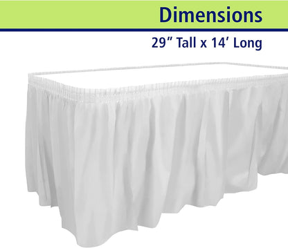 Party Dimensions Plastic Table Skirt, 29-Inches by 14-Feet - White - 6 Pack