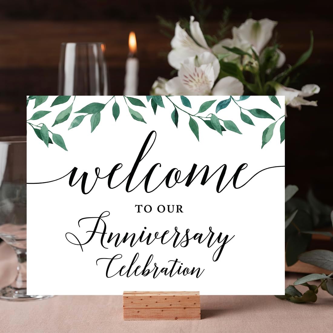 Andaz Press Wedding Party Signs, Natural Greenery Green Leaves, 8.5x11-inch, Bridal Shower Scavenger Hunt, 1-Pack - Colors B