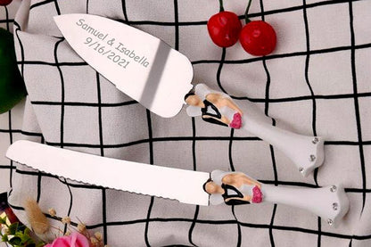 GIFTS INFINITY Personalized Wedding Cake Knife and Server Set with Engraving – Cake Cutting Utensil Set, Keepsake Gift for Wedding, Anniversary, Reception, Birthday & Other Occasions (CH-101WB)
