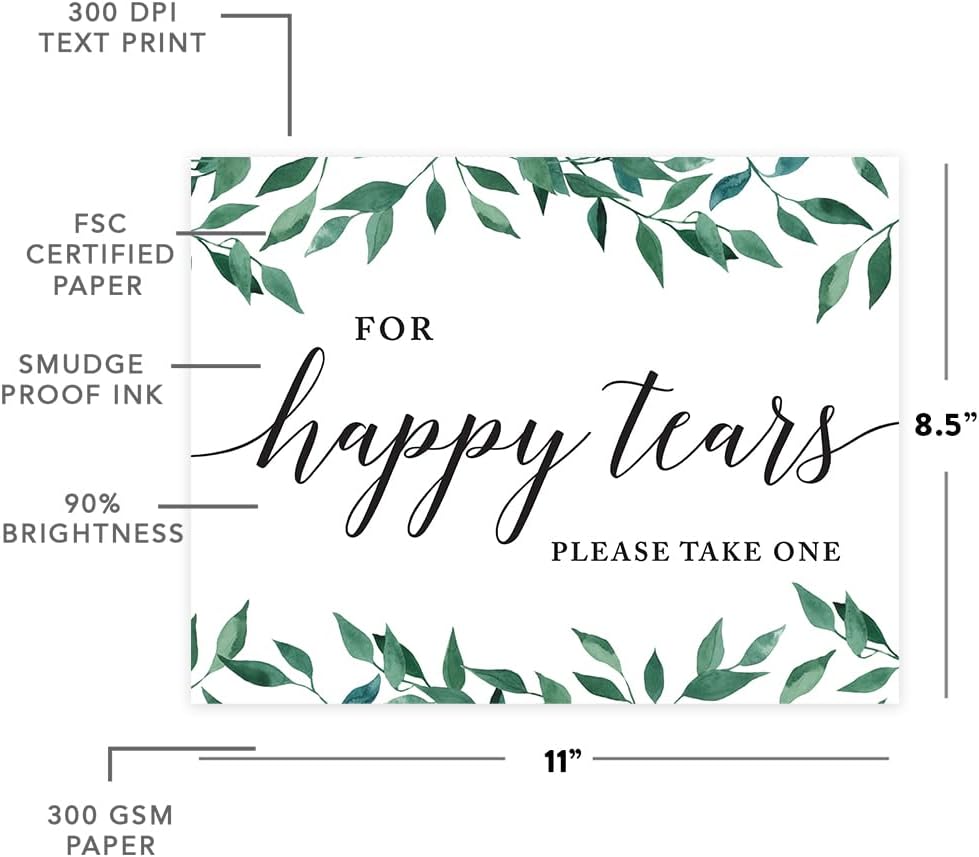 Andaz Press Wedding Party Signs, Natural Greenery Green Leaves, 8.5x11-inch, Bridal Shower Scavenger Hunt, 1-Pack - Colors D