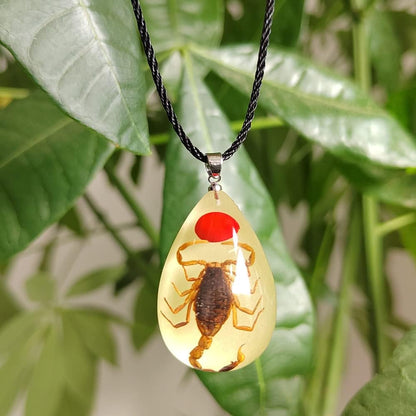 Glow in the Dark Necklace Black Scorpion Amber Resin Adjustable Necklace Pendent with Insect Sample Inside Birthday Gift for Lover Friends