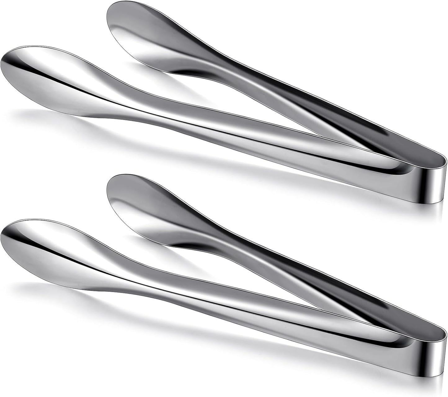 2 Pack Polished Stainless Steel Serving Tongs 9 and 12 Inch Metal Food Silver Tong for Buffet Salad BBQ Grilling Heavy Duty Kitchen Utensils for Cooking Catering Wedding Party