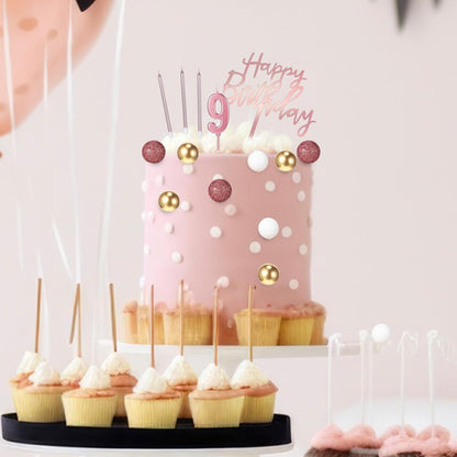 Yerliker 34 Pcs Happy Birthday Cake Toppers Decorations Birthday Candles DIY Cake Decor for Men Women Wedding Anniversary(Gold)
