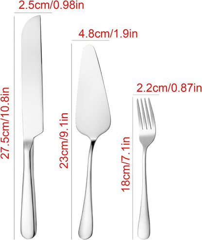 Personalized Wedding Cake Knife and Server Set, Custom Cake Cutting Set for Wedding, Silver Cake Knife Set Stainless Steel, Customized Gifts for Weddings, Engagements, Anniversaries, Birthday(Silver)