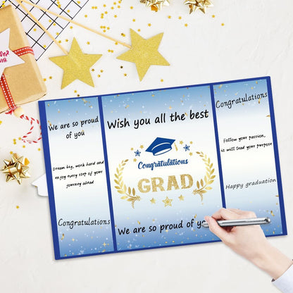 Graduation Guest Book Party Decorations-Blue Gold Graduation Guest Book Alternative Graduation Signature Congrats for 2026 College High School Graduation Party Decorations Unique Graduation Gifts
