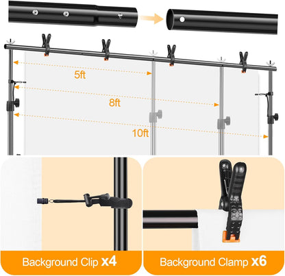 EMART Photo Backdrop Stand kit, 8.5 x 10 ft Back Drop Adjustable Frame for Photography, Photoshoot Banner Background Support Holder for Parties Dectoration