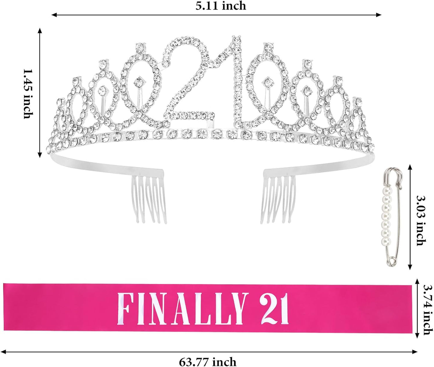 CAVETEE Silver Birthday Crown for Girls Birthday Decorations Birthday Gifts for Women and Girls