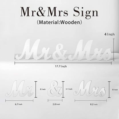 Engraved Mr and Mrs Champagne Flutes with Wooden Sign Set,Toasting Glasses for Bride and Groom,Wedding Cake Knife and Server Set with Just Married Banner for Reception and Ceremony