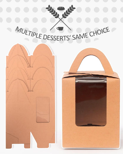 qiqee 60pcs Cupcake Boxes Individual Disposable White Single Box with Window 3.6 * 3.6 * 4.3inch Cupcake Containers/Holders