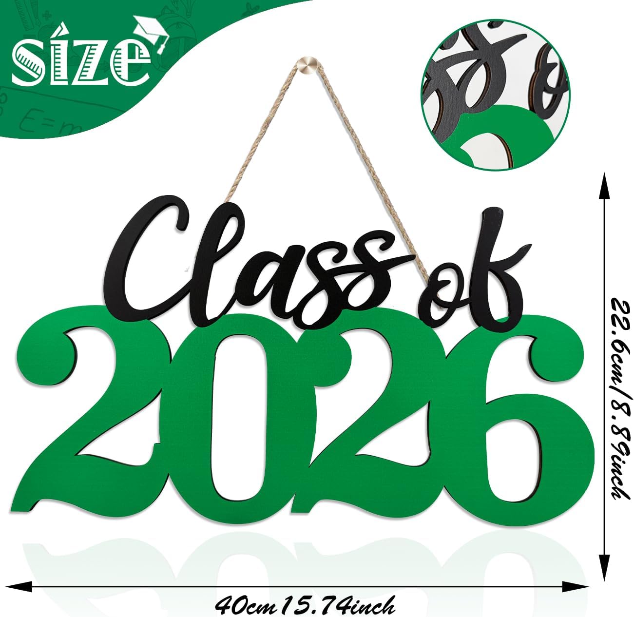 Class of 2026 Wooden Sign Graduation Party Decorations 2026 White Graduation Photo Booth Prop Senior2026 Sign for High School College Party