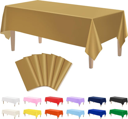 Kopokita 2PCS Black Plastic Tablecloths 54 x 108 Inch, Disposable Table Cloths Rectangle Party Table Covers