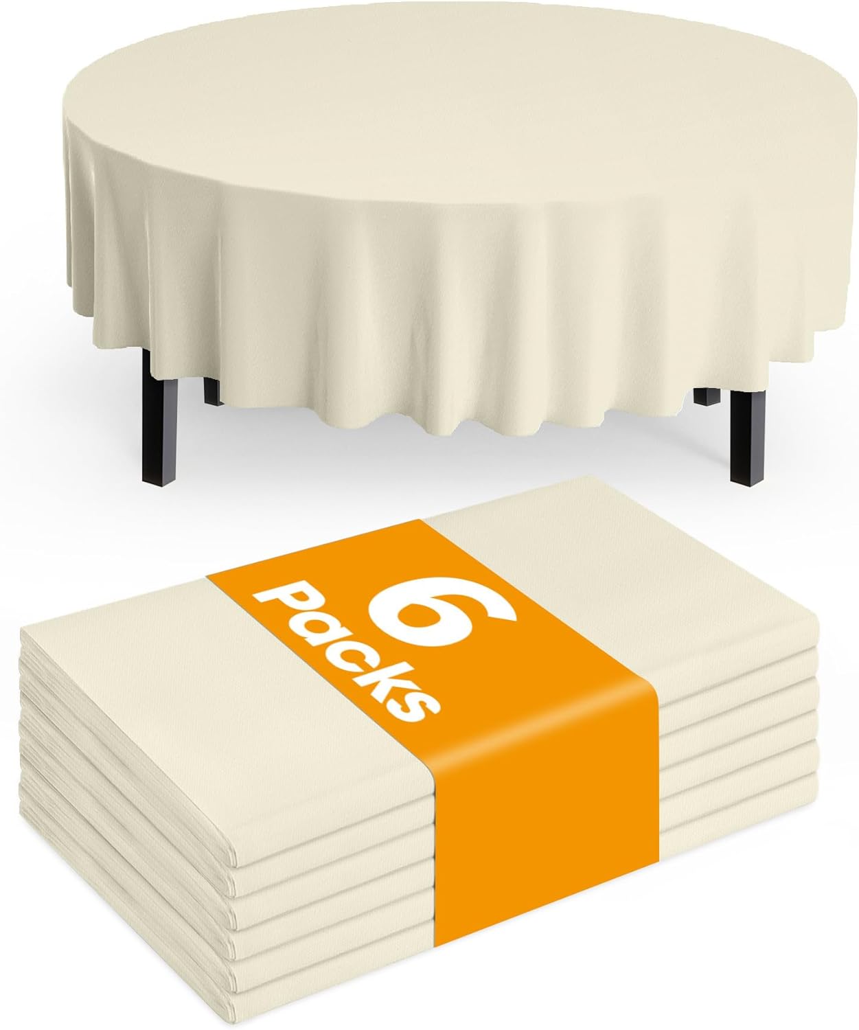Pureegg Plastic Table Cloth Disposable 6 Pack, 54 x 108 Inch Table Cloths, Party, Picnic, Wedding, Decorative Tablecloths, Rectangle, White Plastic Cover, Waterproof, White