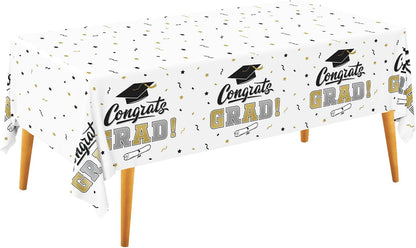 Gatherfun Graduation Party Decorations, Gongrats Grad Tablecover for Graduation Party Supplies, 3 pcs Green Table Cloths, 54"x108"