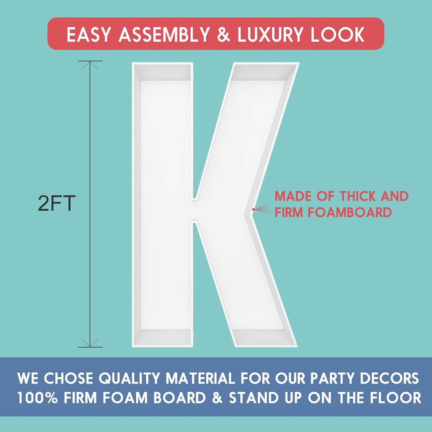 JW Passion - Premium Quality Made 3FT Tall Mosaic Balloon Frame Big Marquee Light Up Letters DIY Kit for Birthday Party Wedding Backdrop Decor Letter A Pre-Cut Foam Board