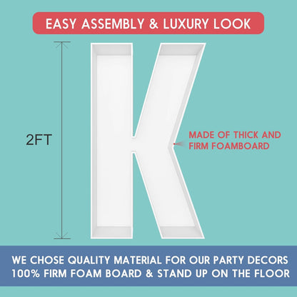 JW Passion - Premium Quality Made 3FT Tall Mosaic Balloon Frame Big Marquee Light Up Letters DIY Kit for Birthday Party Wedding Backdrop Decor Letter A Pre-Cut Foam Board