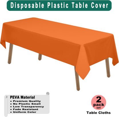 PARTY ULYJA White Plastic Tablecloths 2 Pack Disposable Table Covers 54 x 108 Inch Bridal Shower PEVA Vinyl Table Cloths for Picnic Birthday Wedding Banquet Parties 8 ft Rectangle Table Use