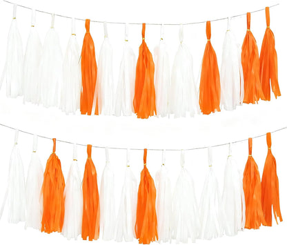 Tassel Garland Tissue Paper Tassel Banner,Tassels Party Decorations for Wedding,Birthday,Bridal/Baby Shower,Pack of 15 (Burgundy/Black/Silver)