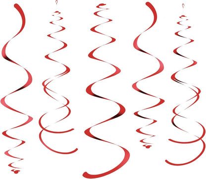 Gold Party Hanging Swirl Decorations Plastic Streamer for Ceiling, Pack of 28
