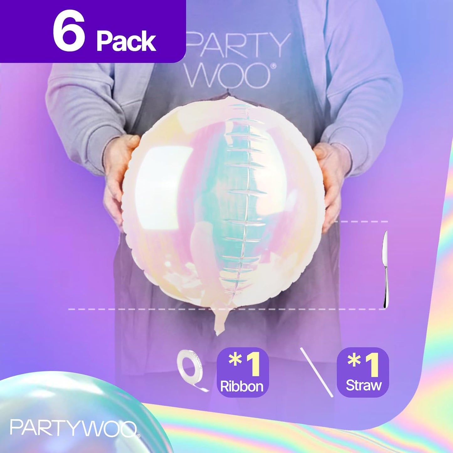 PartyWoo Metallic Gold Foil Balloons 20pcs Different Sizes Pack of 22 15 10 Inch Large Round Foil 4D Inflatable Mirror Ball Mylar Balloons for Graduation Birthday Baby Shower Party Decorations