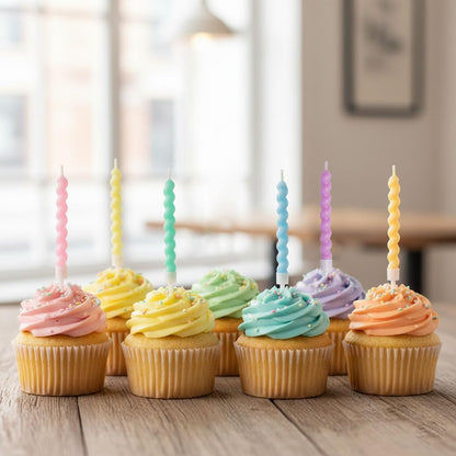 72-Count Birthday Candles Multicolored Spiral, Birthday Candles for Cake, Cupcake Candles, Party Celebration