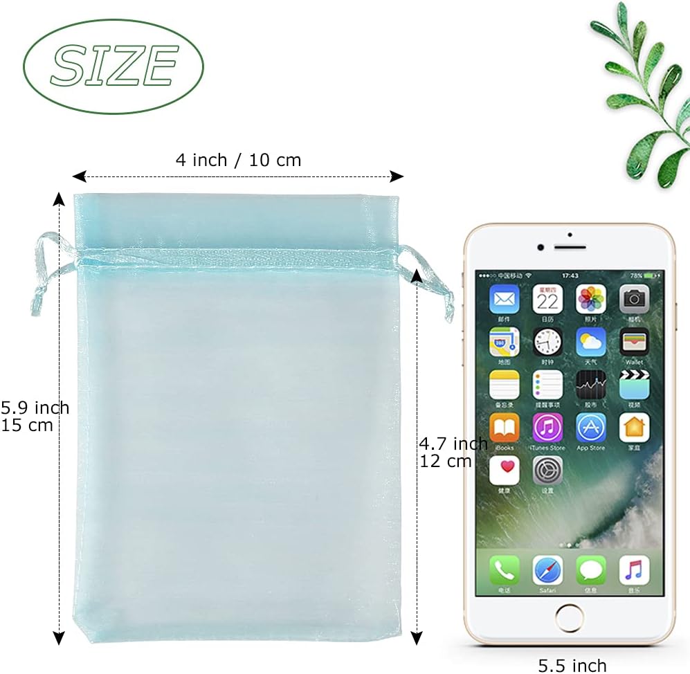 HRX Package 100pcs White Organza Bags, 4x6 inch Mesh Bags Drawstring Gift Bags Jewelry Pouches for Candy Wedding Favors Christmas