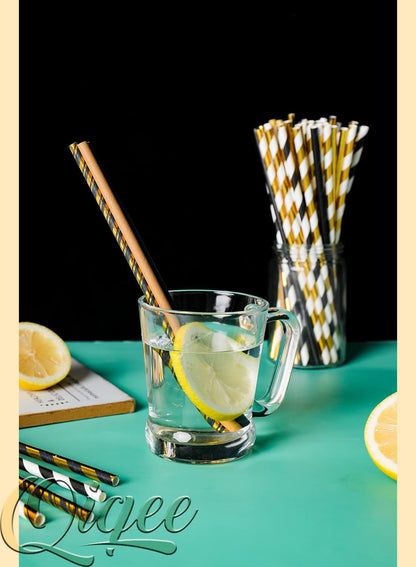 Pink Paper Straws 150pcs Disposable Straws Bulk (10 Pattern) qiqee