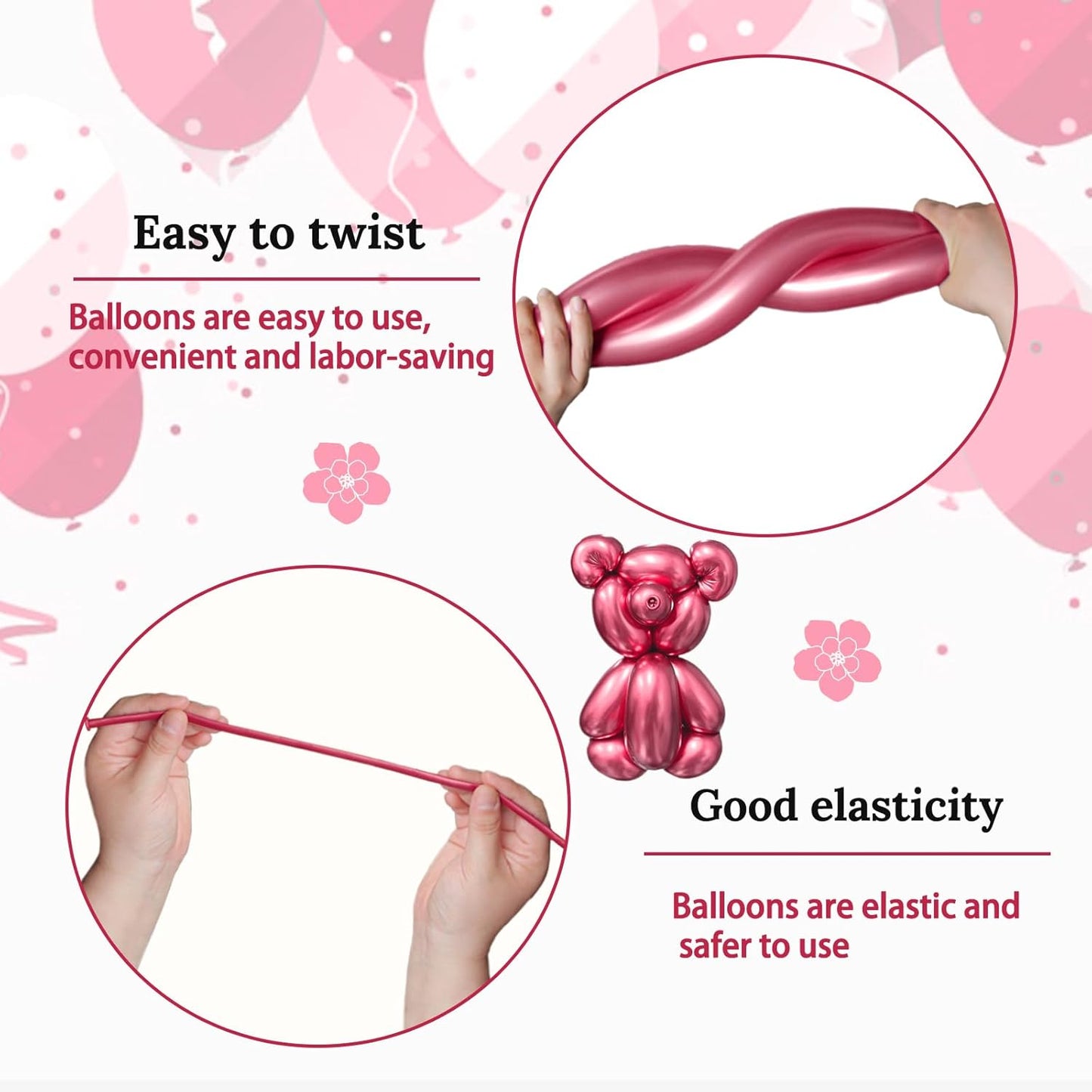 260 Clear Long Balloons for Animals, Thickening Skinny Latex Twisting for Arch Modeling Magic Clown Birthday Wedding Party Decorations 100pcs