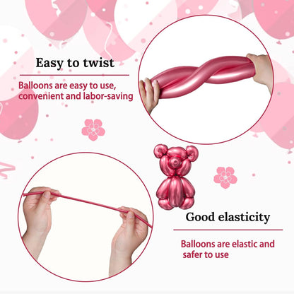 260 Clear Long Balloons for Animals, Thickening Skinny Latex Twisting for Arch Modeling Magic Clown Birthday Wedding Party Decorations 100pcs