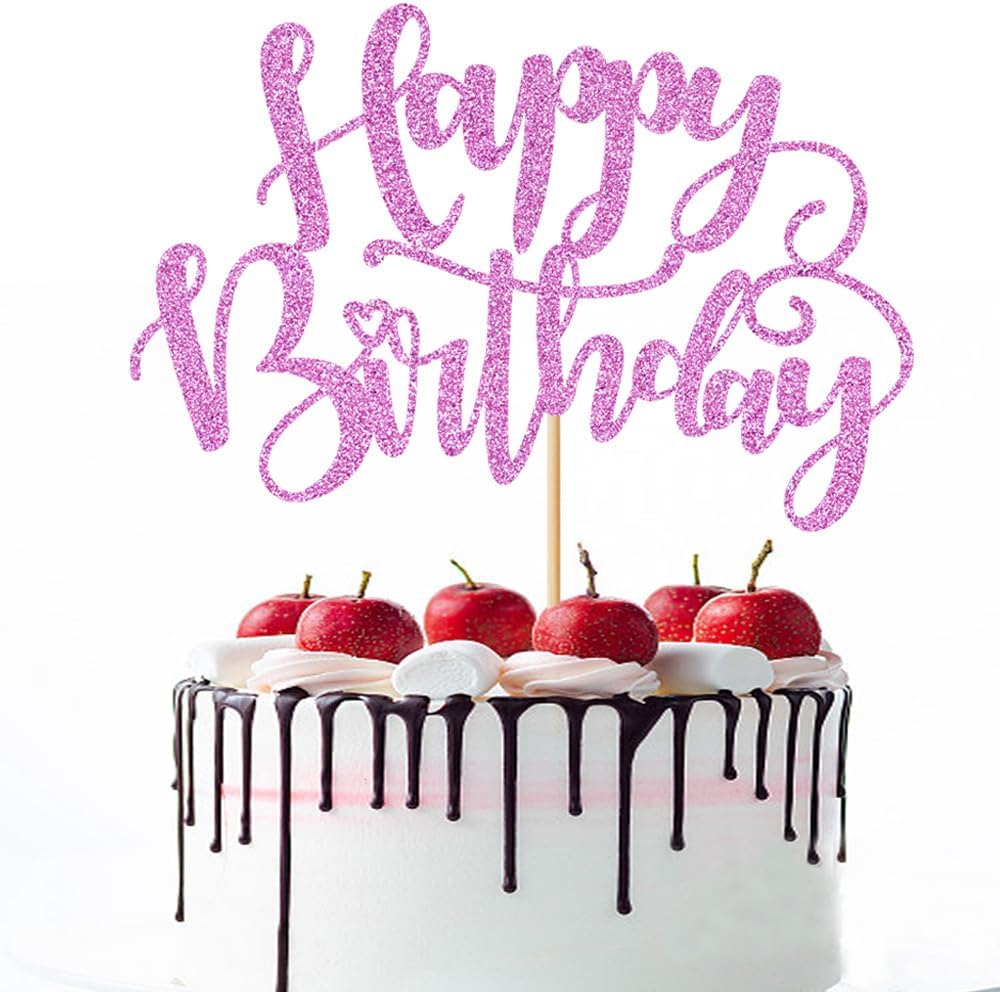 Handmade Glitter Happy Birthday Cake Topper,Birthday Party Cake Decorations, Anniversary/Birthday Party Decoration Supplies (Rainbow)