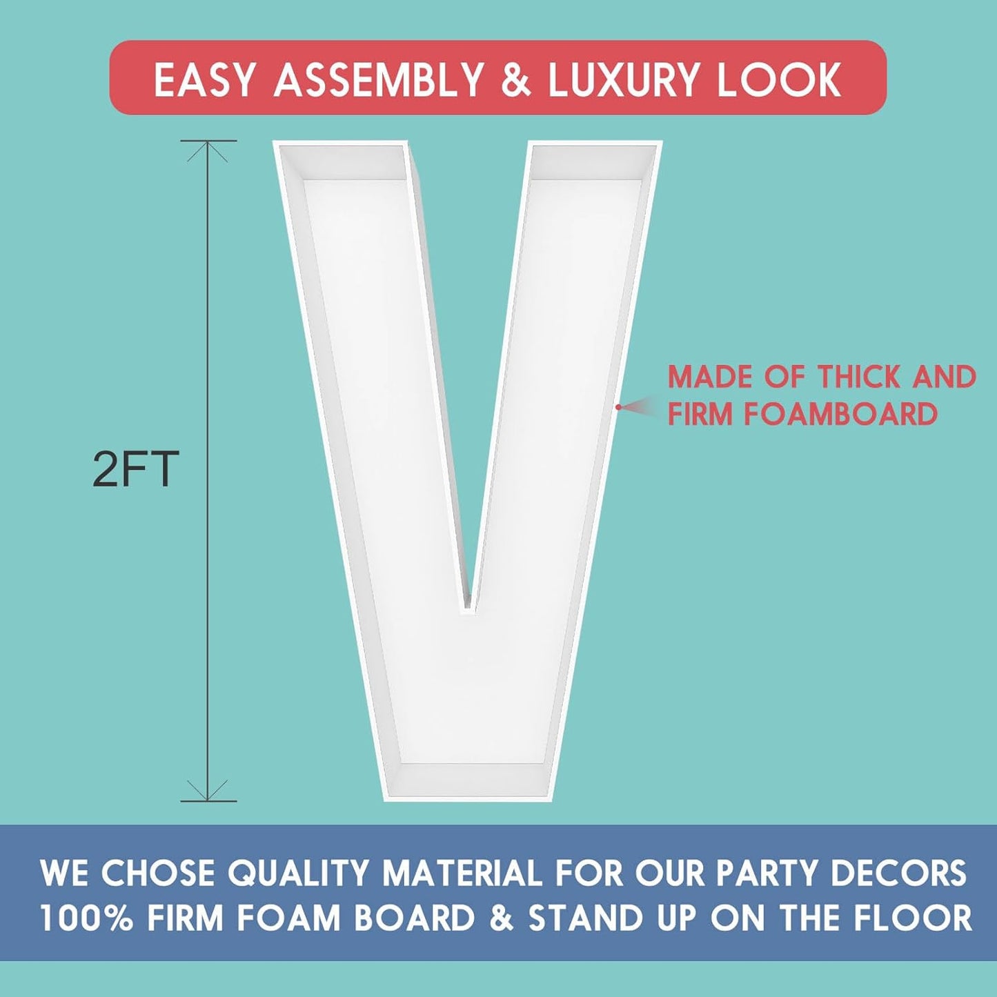 JW Passion - Premium Quality Made 3FT Tall Mosaic Balloon Frame Big Marquee Light Up Letters DIY Kit for Birthday Party Wedding Backdrop Decor Letter A Pre-Cut Foam Board