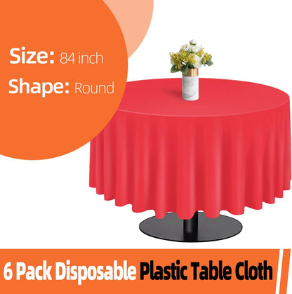 tujol Royal Blue 6 Pack Plastic Table Cloth 54" x 108", Disposable Tablecloths Rectangle Table Cover, Plastic Tablecloths for Parties