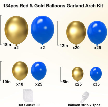 Black and Gold Balloons Garland Arch Kit, 134pcs Black and Metallic Gold Balloons with Different Size for 2026 Graduation Decorations, New Year, Birthday, Anniversary Party Decorations