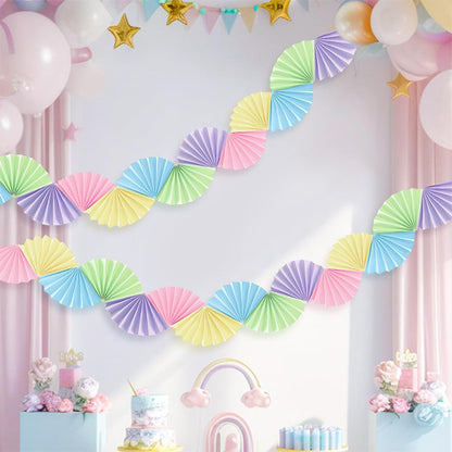 Paper Fan Garland - Paper Fan Garland Party Decorations - Perfect for Birthday Parties, Holiday Decorations, Family Gatherings, Weddings and More (Red)