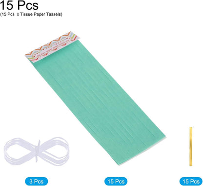 MECCANIXITY 15Pcs Light Blue Tassel Garland Banner with Rope Tissue Paper Tassels Party DIY Kits for Anniversary Wedding Birthday Party