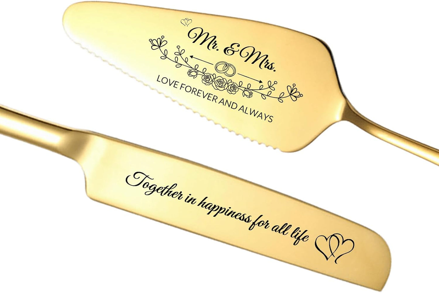 Personalized Cake Cutter Custom Wedding Cake Knife and Server Set Stainless Steel Cake Cutting Set Customize Gifts for Wedding Birthday (Black)