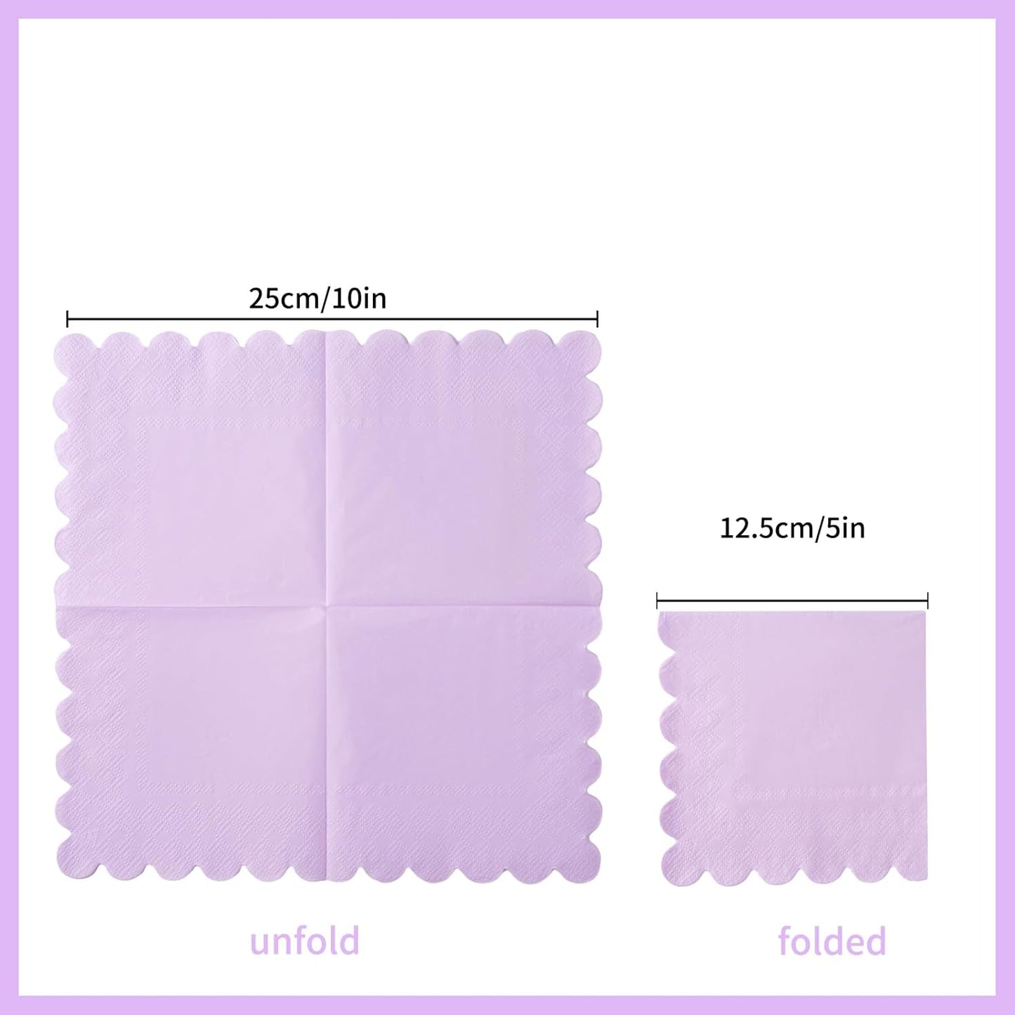 100 Pack Cocktail Napkin 2-Ply Scalloped Edged Dessert Napkins Folded 5 x 5 Inches Disposable Napkins for Dinner Wedding Birthday Party Bridal Anniversary Reception Event (Pink)
