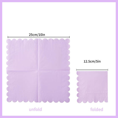 100 Pack Cocktail Napkin 2-Ply Scalloped Edged Dessert Napkins Folded 5 x 5 Inches Disposable Napkins for Dinner Wedding Birthday Party Bridal Anniversary Reception Event (Pink)