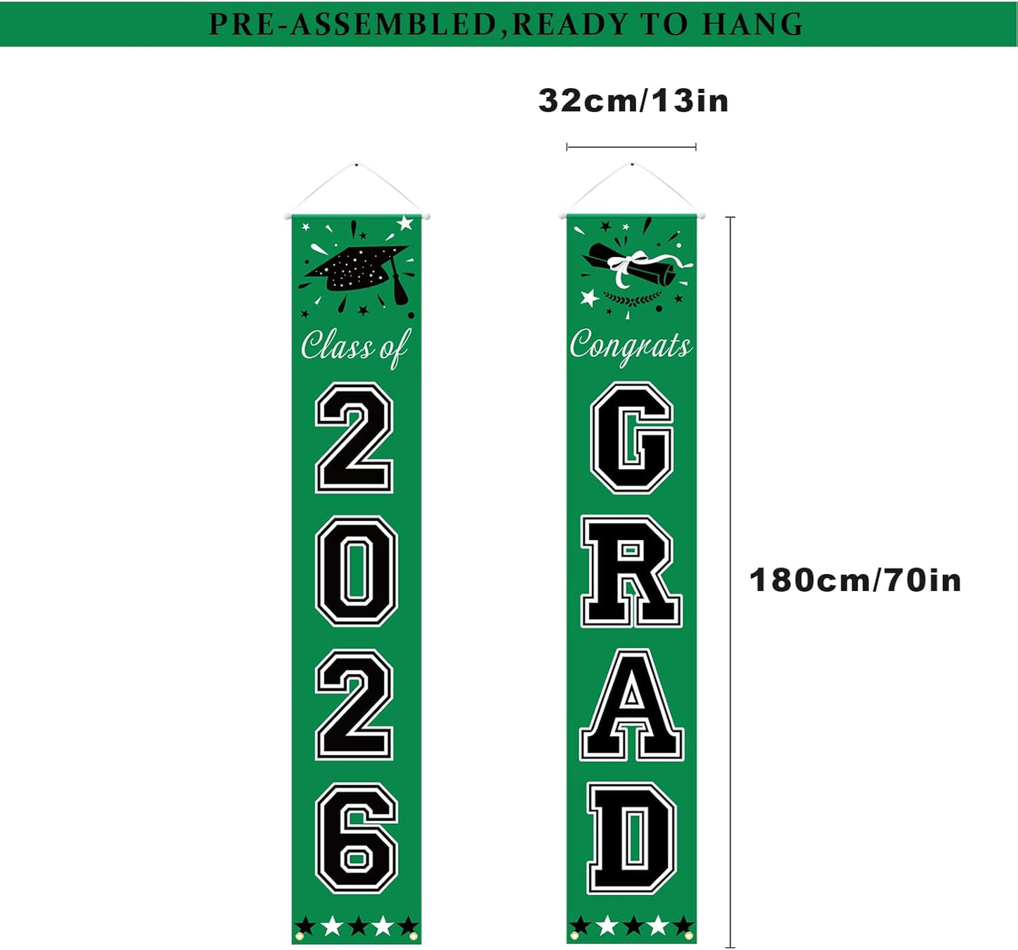 DAZONGE 2026 Graduation Decorations Blue, Congrats Grad Porch Banner for Any Schools or Grades 2026 Graduation Party Decorations